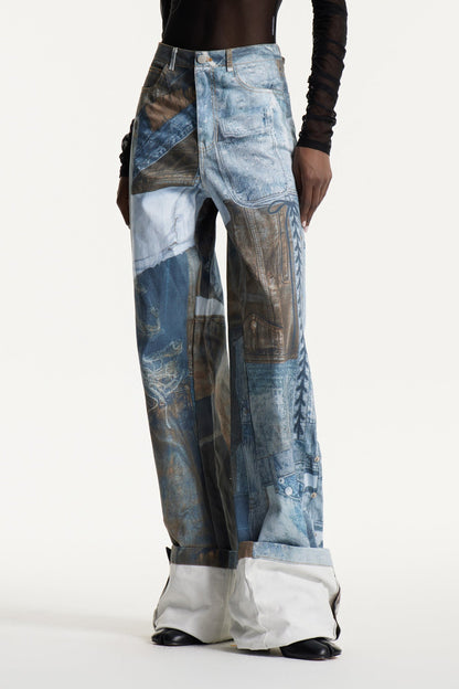 Efisio Deconstruct Baskılı Kot Pantolon