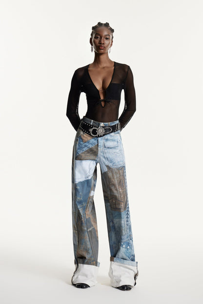 Efisio Deconstruct Baskılı Kot Pantolon