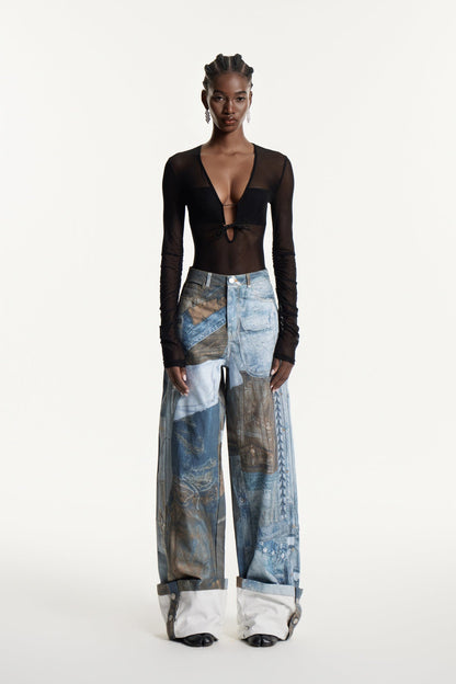 Efisio Deconstruct Baskılı Kot Pantolon