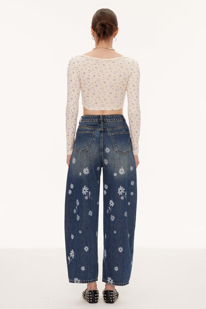 Eiluned Çiçekli Crop Top