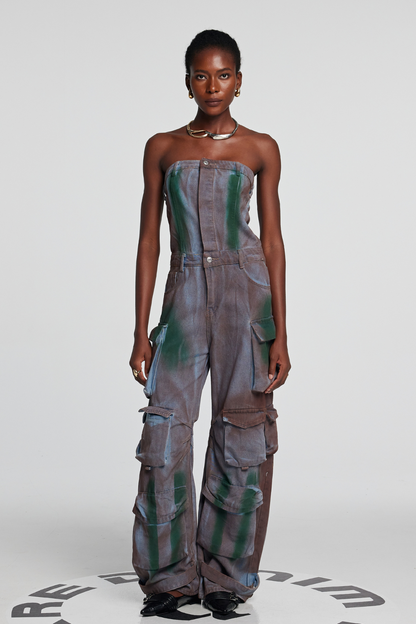 Emma Kamuflaj Denim Tulum