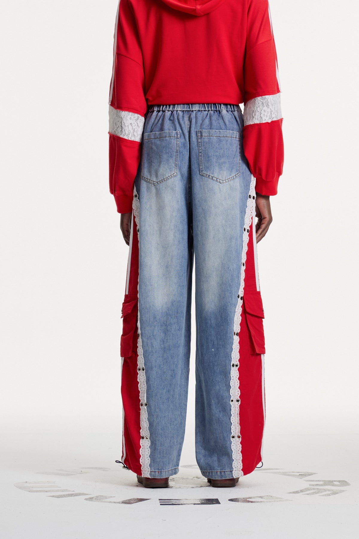 Erica Deconstruct Çizgili Yırtık Kot Pantolon