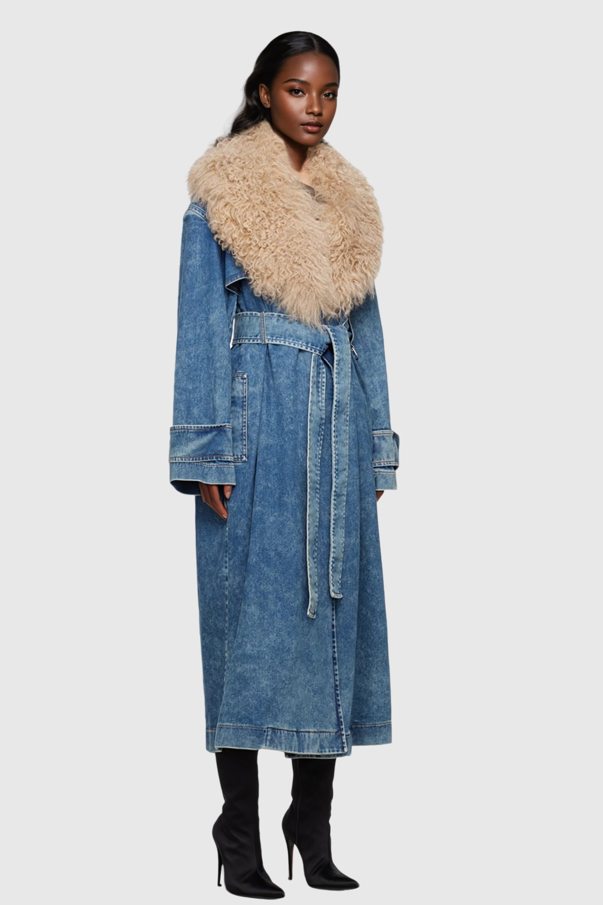 Everly Kürk Yaka Denim Mont