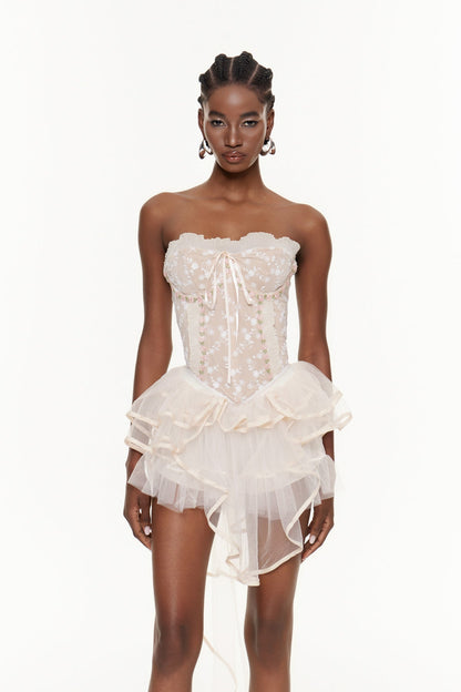 Fahim Straplez File Mini Elbise