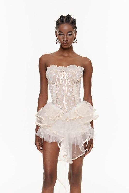 Fahim Straplez File Mini Elbise