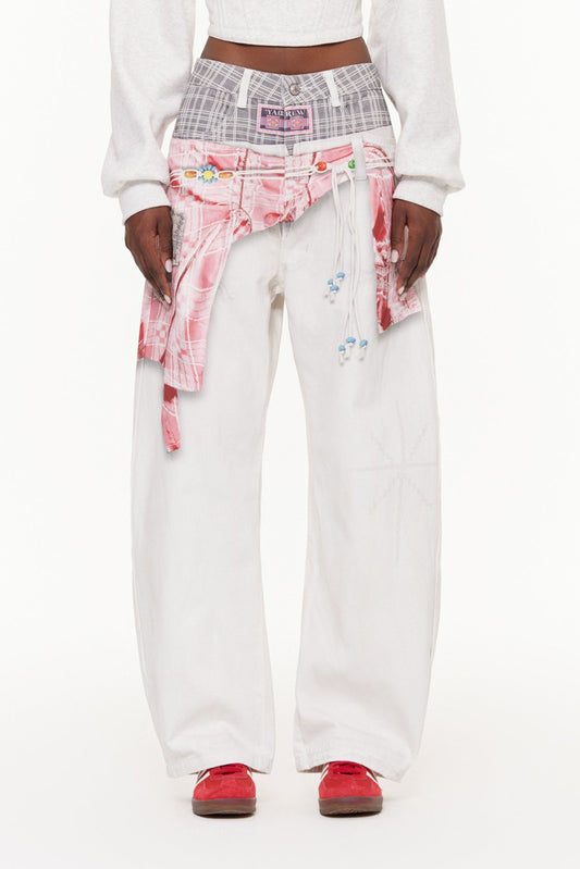 Famke Deconstruct Asimetrik Baskılı Bol Paça Pantolon