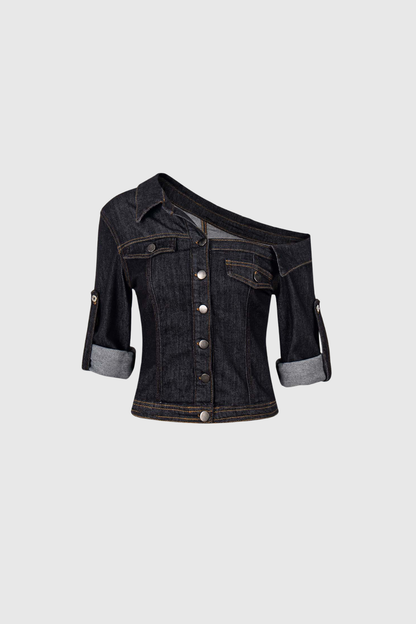 Khalilah Tek Omuzlu Denim Üst