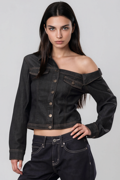 Khalilah Tek Omuzlu Denim Üst