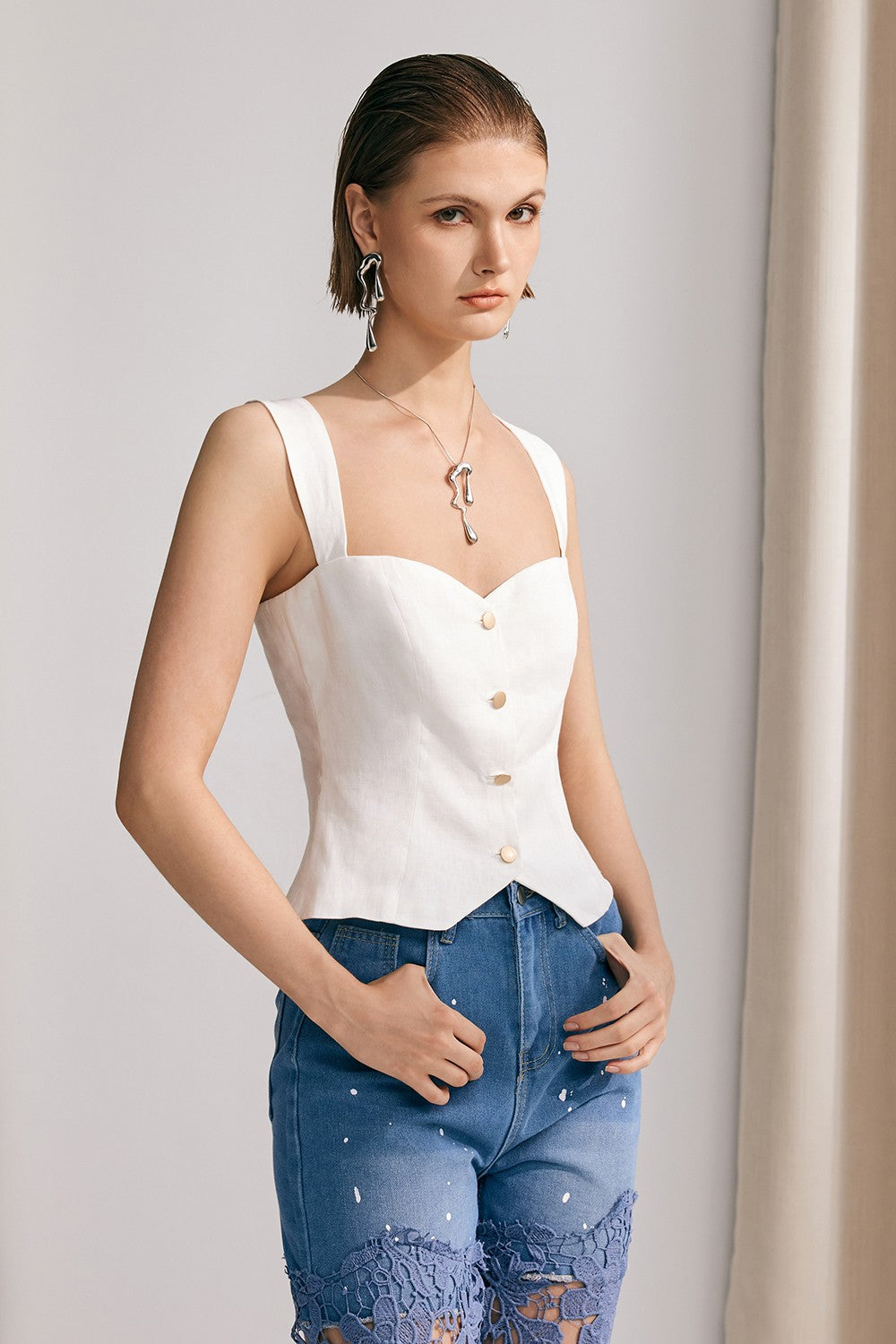 Kornelia Çapraz Bodycon Kolsuz Üst