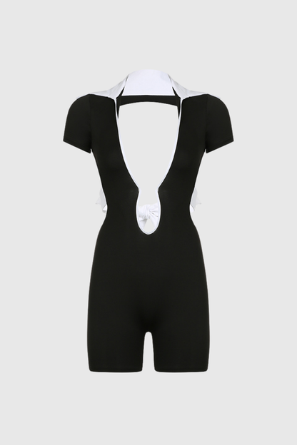 Kriti Cut Out Sırtı Açık Kısa Kollu Tulum