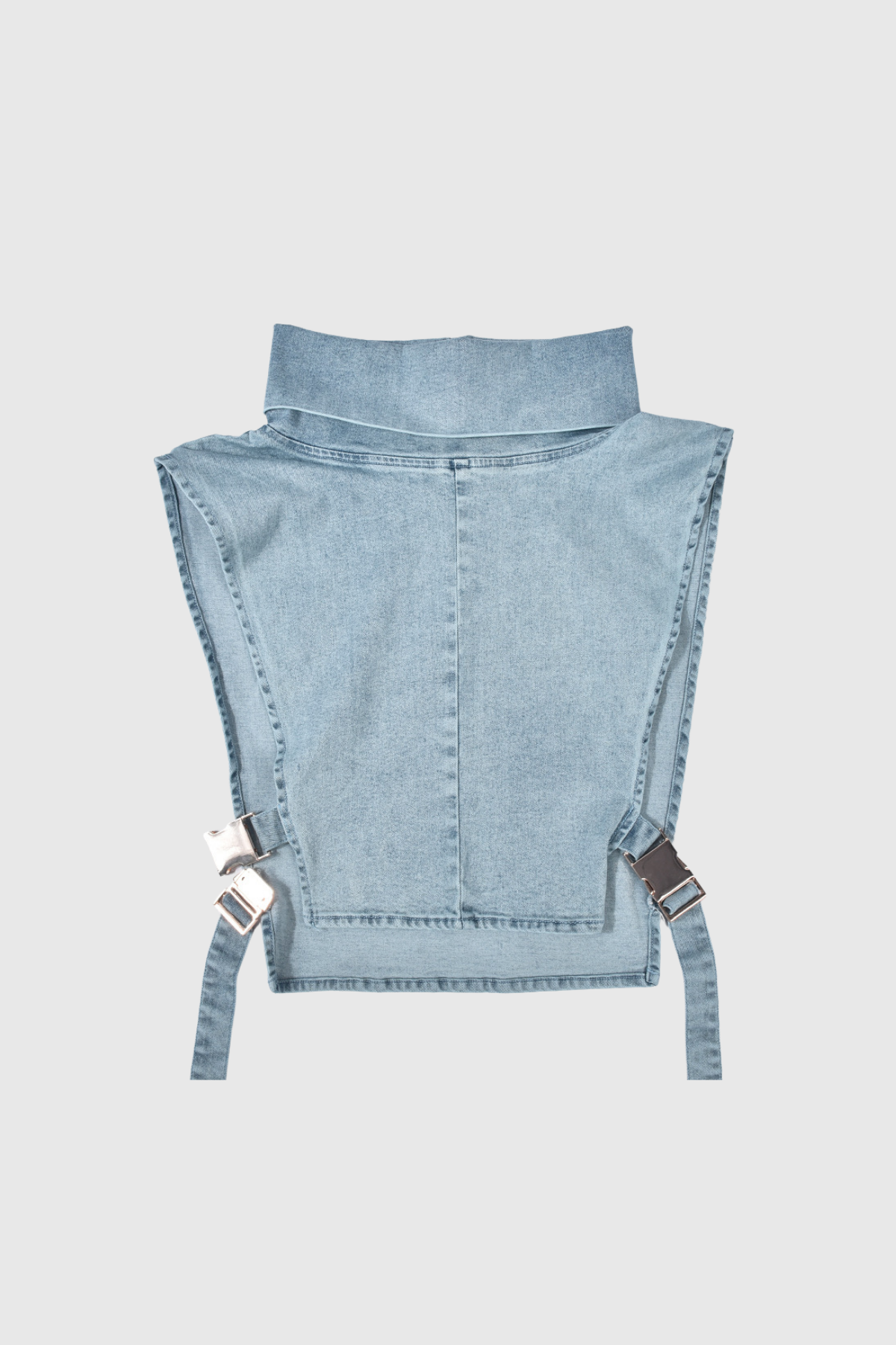 Lasya Yüksek Yaka Tokalı Denim Üst