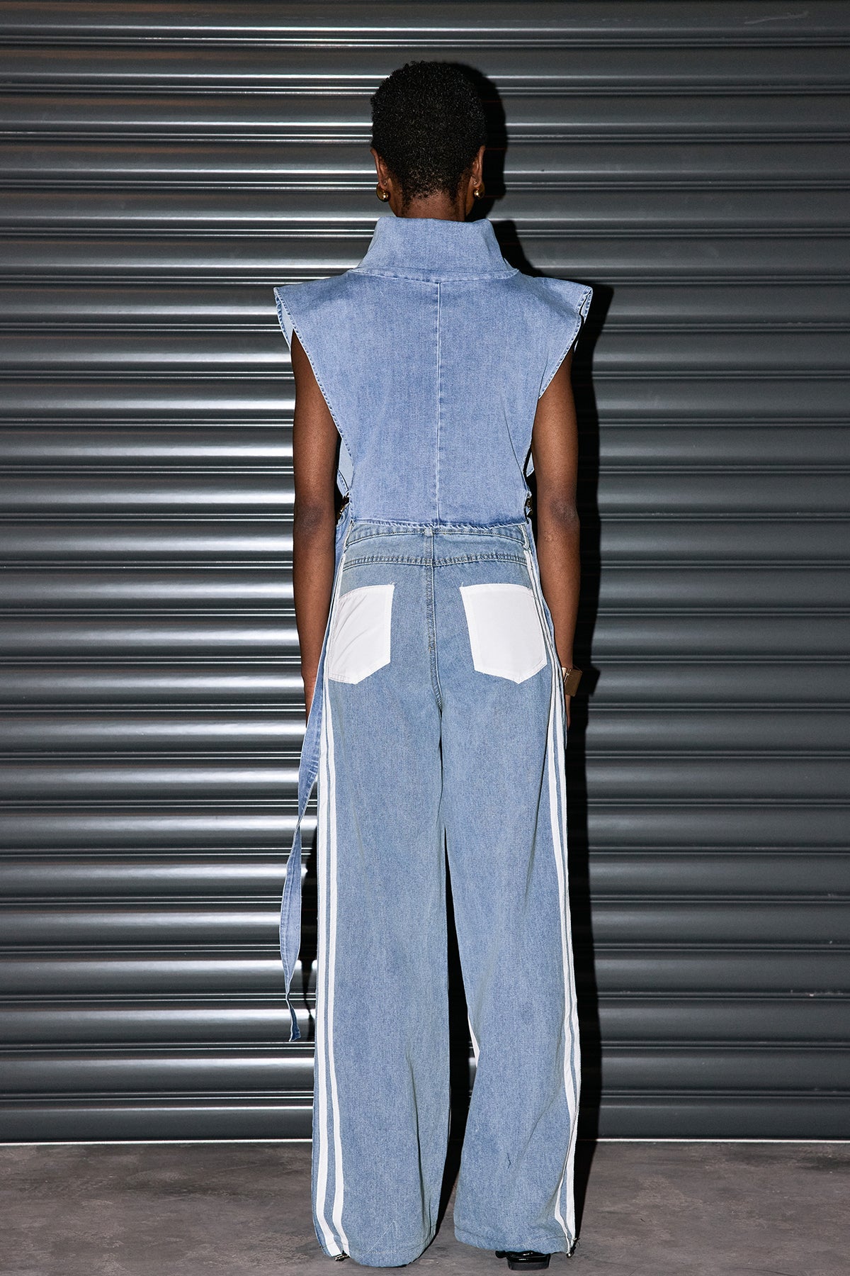 Lasya Yüksek Yaka Tokalı Denim Üst