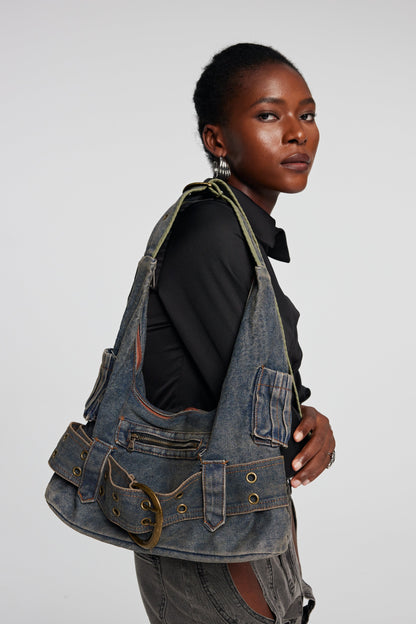 Michaela Cep Kemerli Denim Çanta