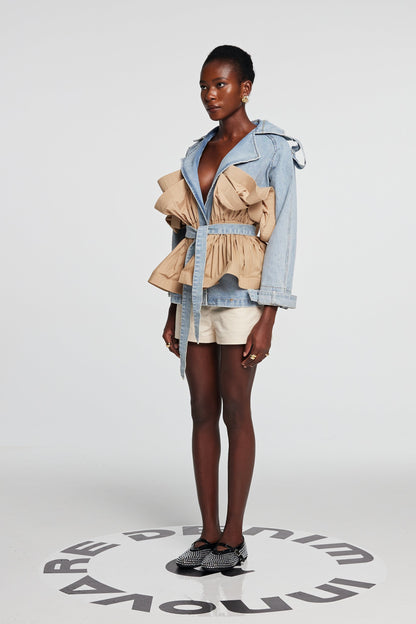 Noor Deconstructed Fırfırlı Denim Ceket
