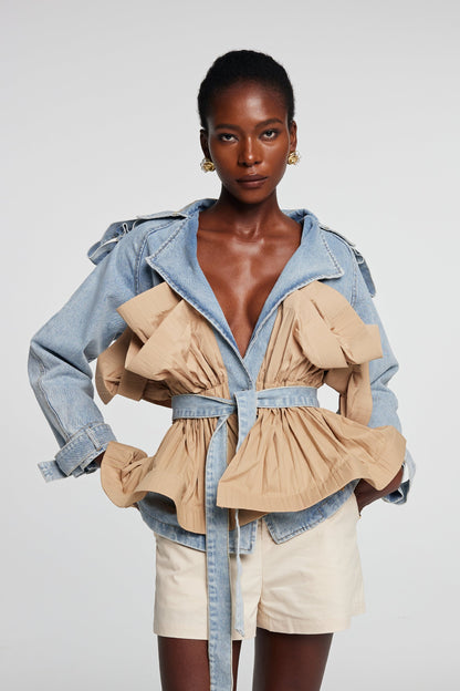 Noor Deconstructed Fırfırlı Denim Ceket