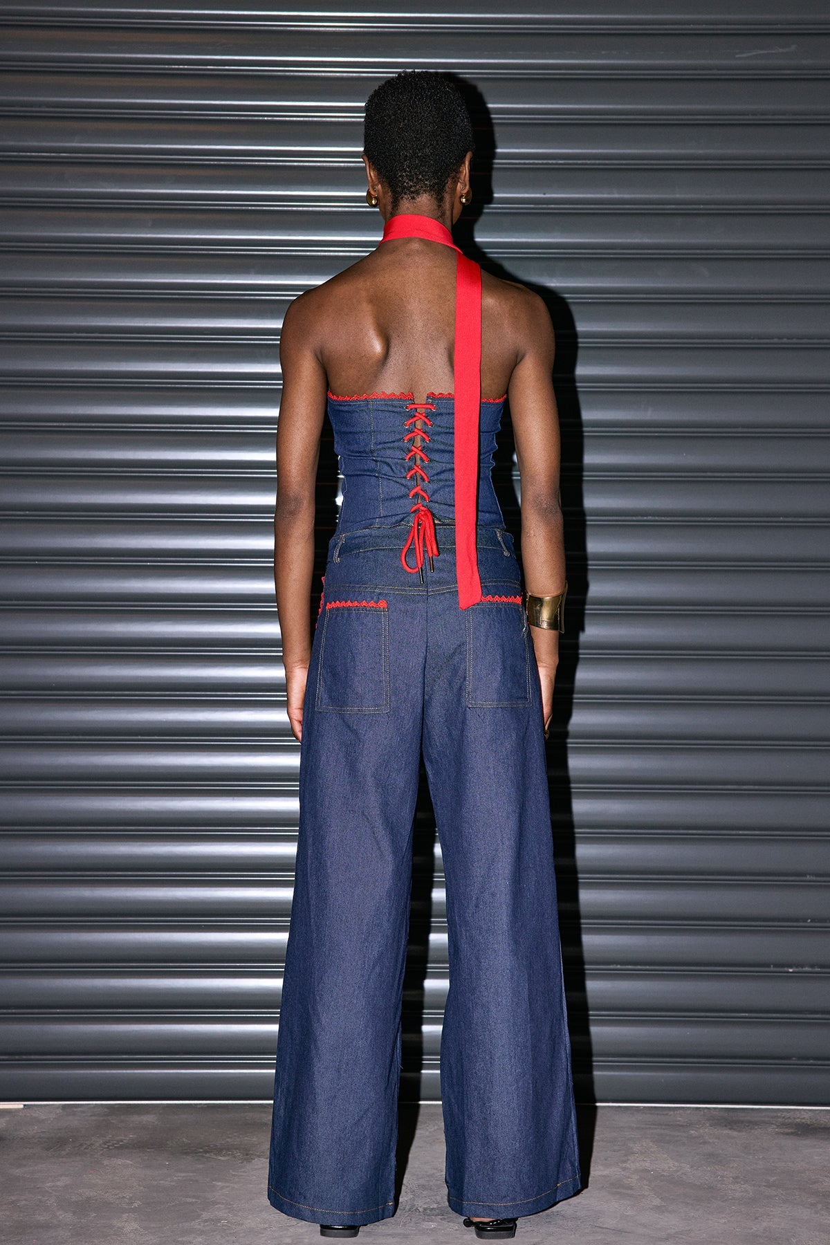 Oorja Straplez Bağcıklı Denim Set