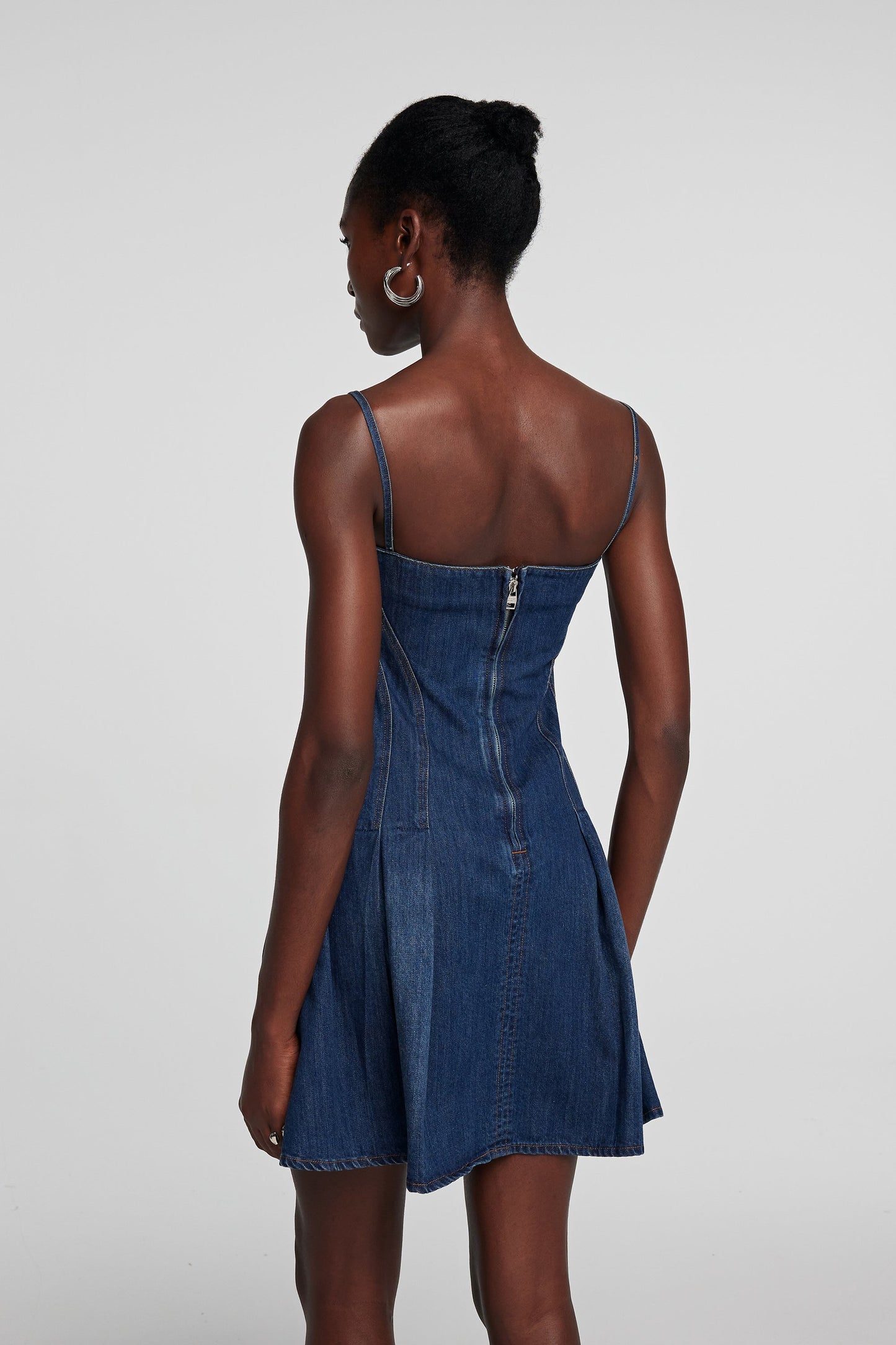 Shay Spagetti Mini Denim Elbise
