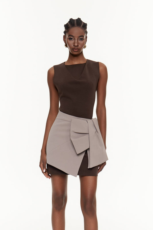 Wangi Kolsuz Fiyonklu Mini Elbise