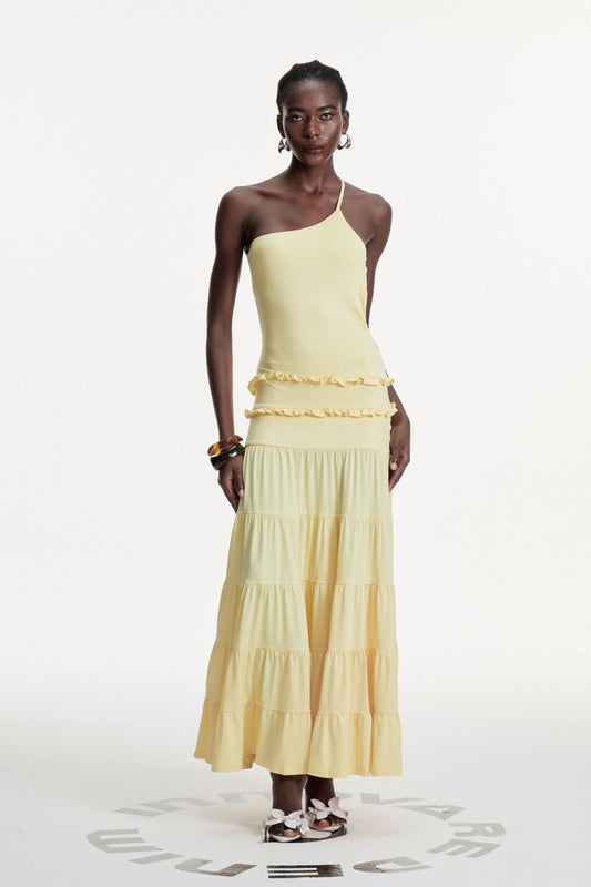 Wemba Tek Omuzlu Sırtı Açık Maksi Elbise